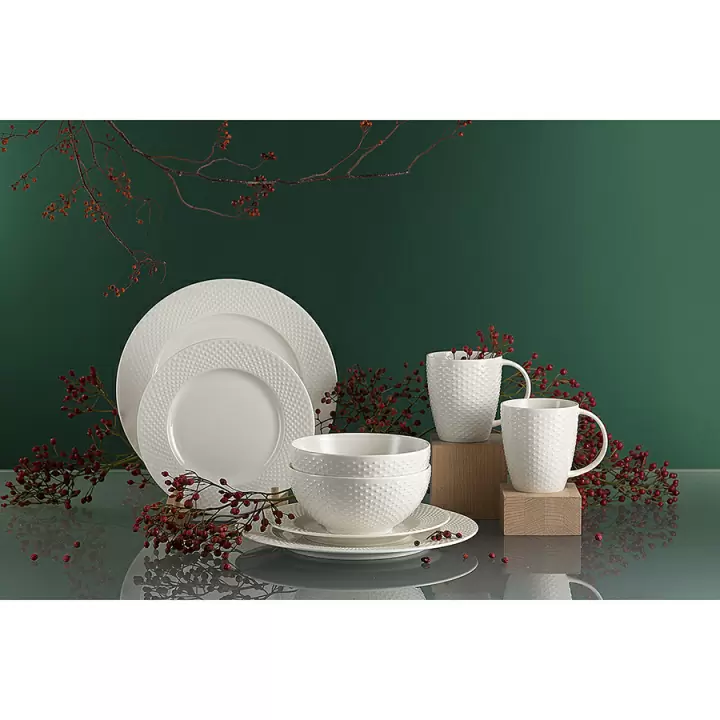 Набор из двух тарелок белого цвета с фактурным рисунком с фактурным рисунком из коллекции essential, 27см