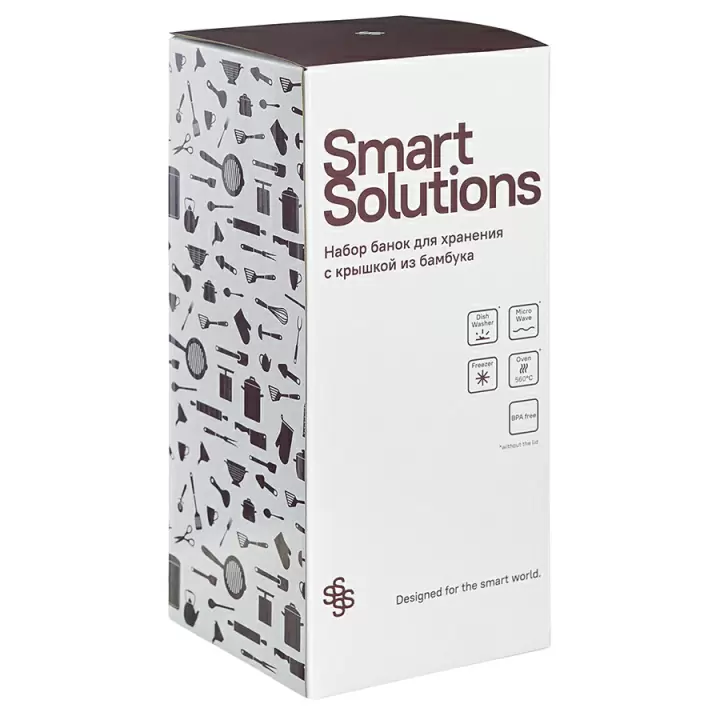 Набор из 3-х банок для хранения с крышкой из бамбука Smart Solutions