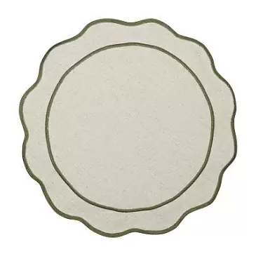 Салфетка под приборы anemone из коллекции trendy ruffles, D38 см, оливковый