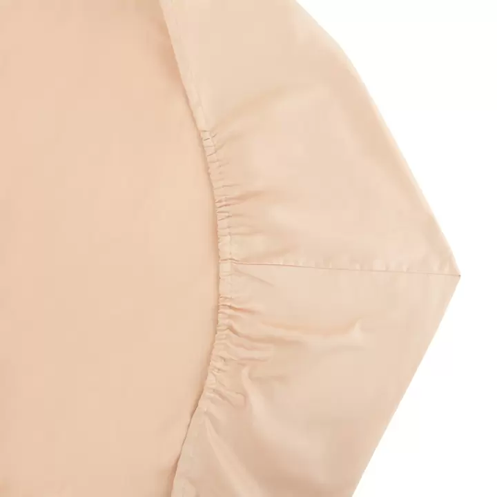 Простыня на резинке из сатина бежево-розового цвета из коллекции essential, 160х200 см