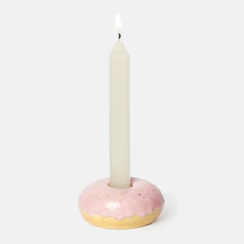 Подсвечник fast food, donut, D7 см, розовый