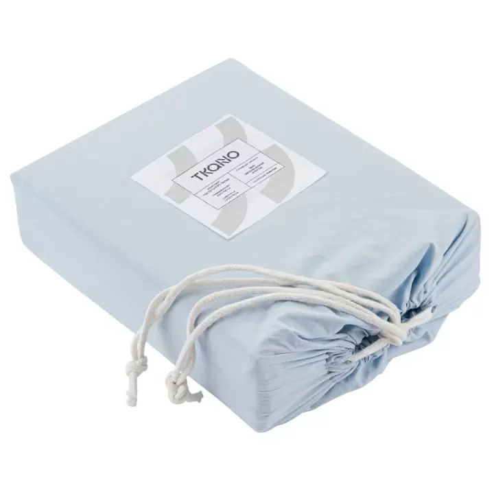 Комплект постельного белья двуспальный небесно-голубого цвета из органического стираного хлопка Essential