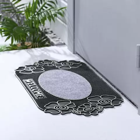 Коврик придверный Доляна Welcome цветы