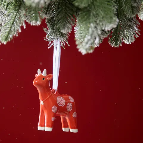 Ёлочная игрушка Символ года огненно-красного цвета из коллекции new year essential