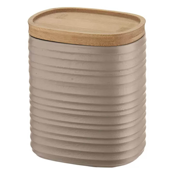 Емкость для хранения с бамбуковой крышкой Guzzini Tierra 1 л, бежево-розовая