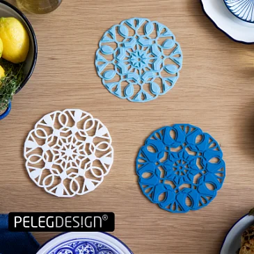 Подставка под горячее 3в1 Peleg Design TriveTile, белый/синий
