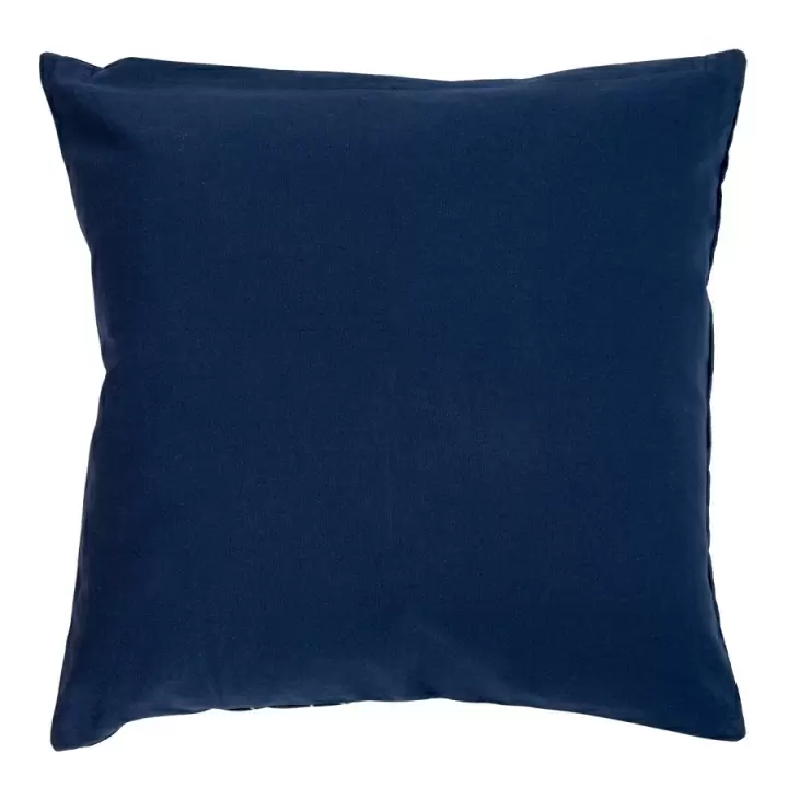 Чехол на подушку из хлопкого бархата с геометрическим принтом темно-синего цвета из коллекции ethnic, 45х45 см