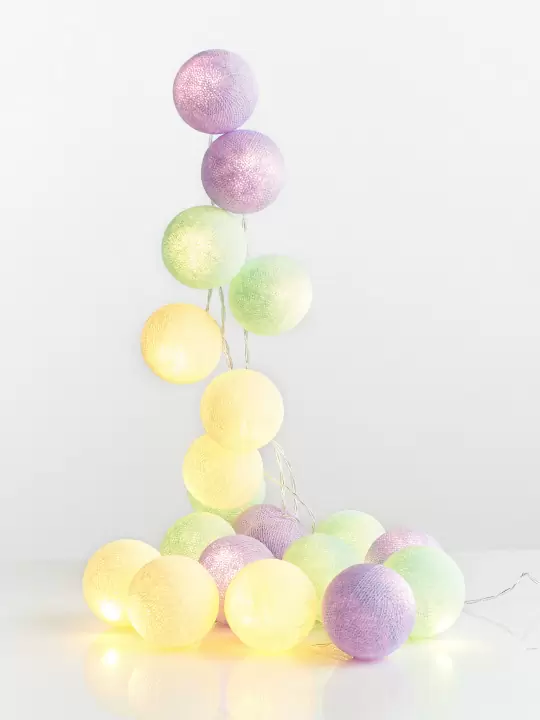 Гирлянда из 20 хлопковых шариков Lares & Penates Мятный прованс, 3,5 метра