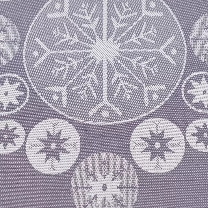 Дорожка из хлопка фиолетово-серого цвета с рисунком Tkano Ледяные узоры, New Year Essential, 53х150 см
