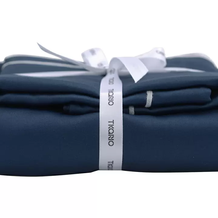 Комплект постельного белья с простыней из сатина темно-синего цвета из египетского хлопка из коллекции essential, пододеяльник 200x220, 2 наволочки (50x70) Простыня из сатина 240x270