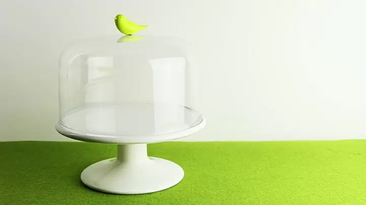Подставка для сладостей Qualy Sweet Tweet с крышкой, зеленая птичка