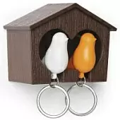 Держатель для ключей QUALY Duo Sparrow, коричневый/белый/оранжевый