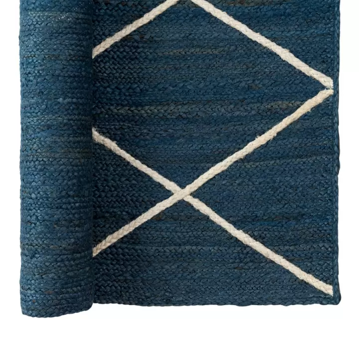 Ковер из джута темно-синего цвета с геометрическим рисунком из коллекции ethnic, 120x180 см