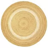 Ковер из джута круглый с вставками белого цвета из коллекции ethnic, 150см