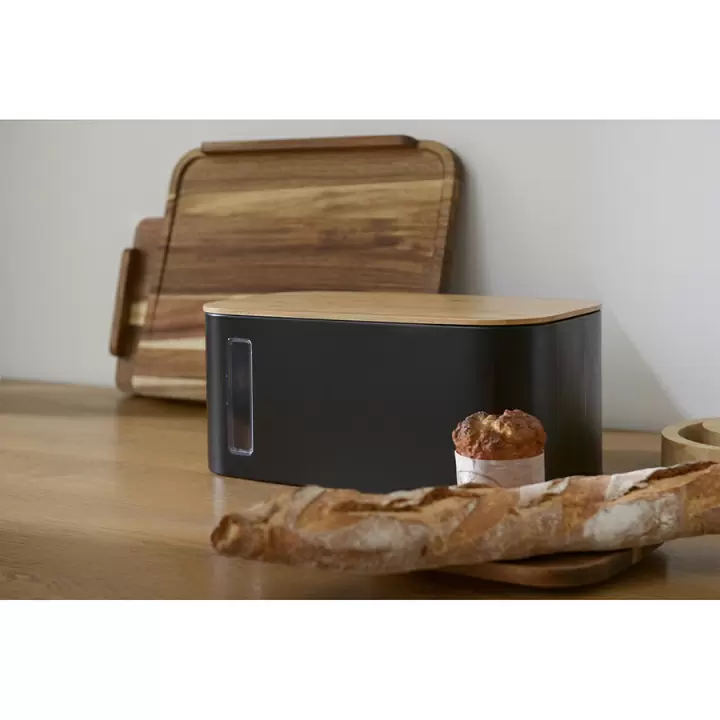 Хлебница Smart Solutions Kaffi, 39,7х23х17,6 см, матовая черная