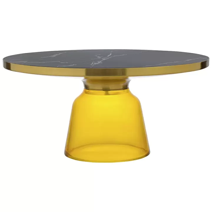 Столик кофейный odd, D75 см, мрамор/желтый