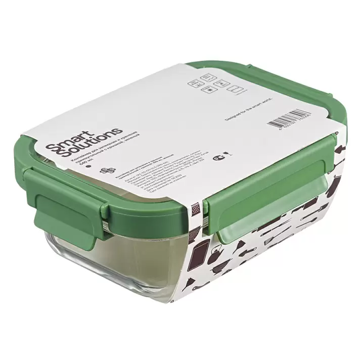 Контейнер для запекания и хранения прямоугольный с крышкой Smart Solutions, 640 мл, зеленый