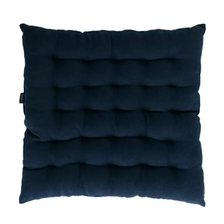 Подушка стеганая на стул из умягченного льна темно-синего цвета essential, 40х40 см