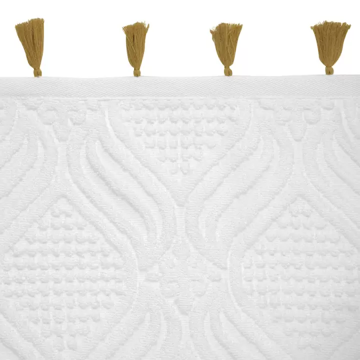 Полотенце для рук белое, с кисточками цвета карри из коллекции essential, 50х90 см