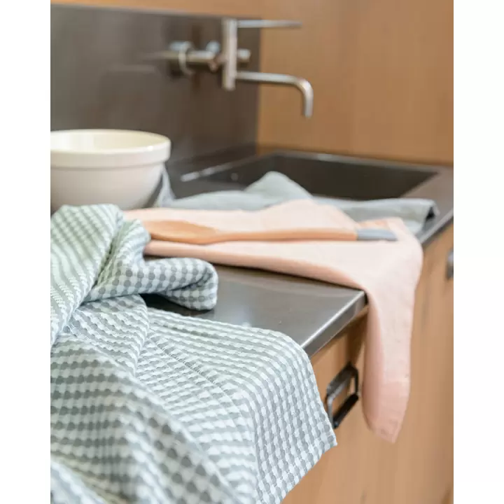 Набор вафельных кухонных полотенец серого цвета из умягченного хлопка из коллекции essential, 50х70 см