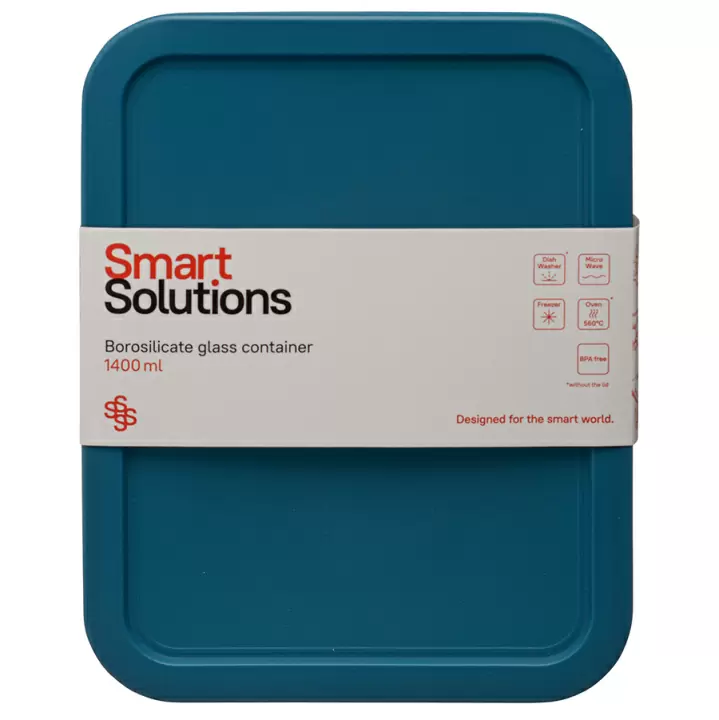 Контейнер для еды стеклянный 1400 мл Smart Solutions, темно-синий
