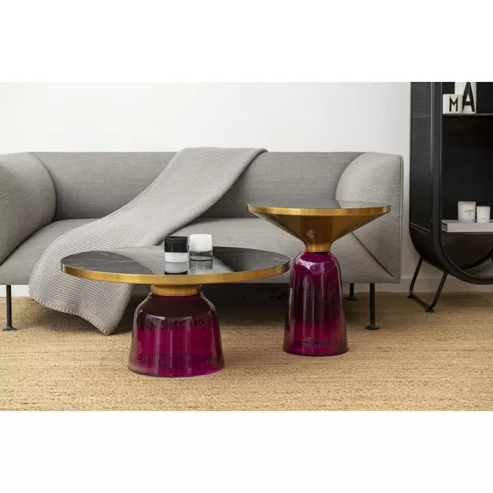 Столик кофейный odd, D75 см, черный мрамор/фиолетовый