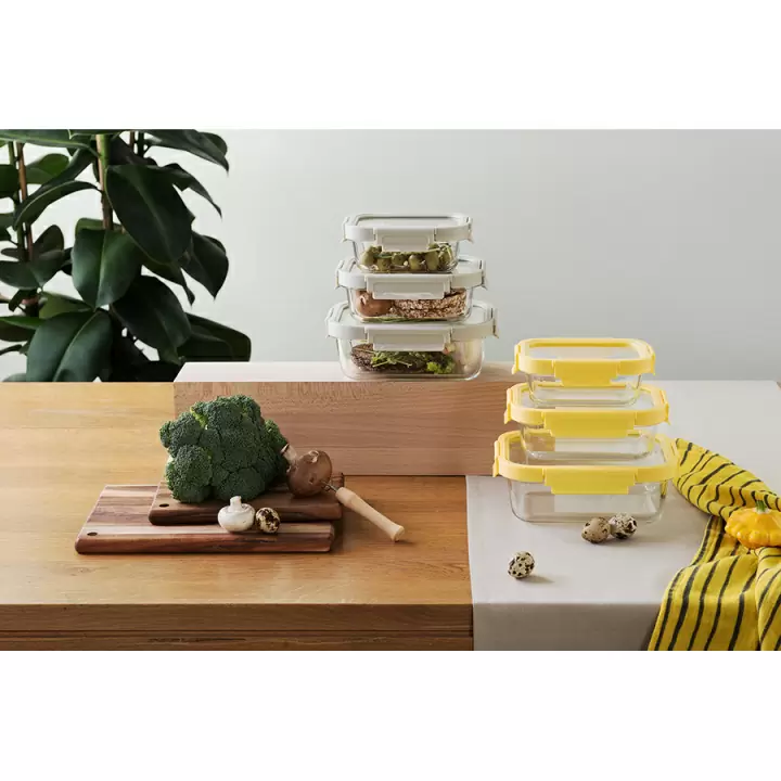 Набор из 3 прямоугольных контейнеров для еды Smart Solutions, желтый