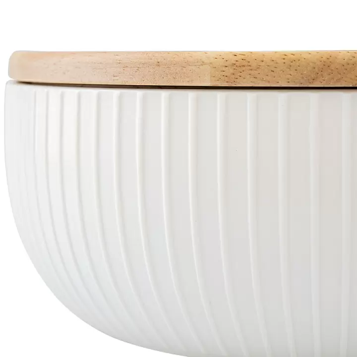 Салатник с бамбуковой крышкой soft ripples, dual glazing, D22 см