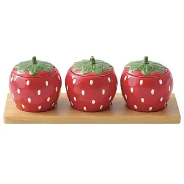 Набор банок для хранения на подставке jardin des fraises, 3шт.