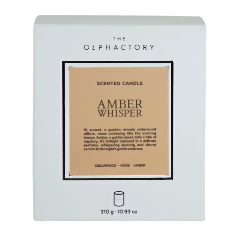 Свеча ароматическая the olphactory, white insignia, amber whisper, 60 ч