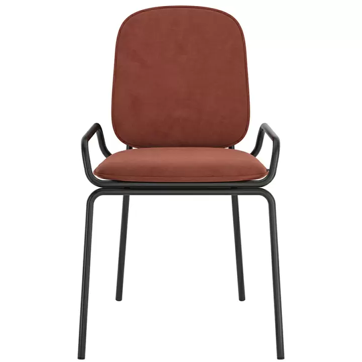 Набор из 2 стульев ror, double frame, велюр, черный/темно-красный