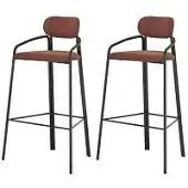 Набор из 2 барных стульев ror, round, велюр, черный/темно-красный