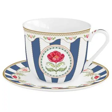 Чашка с блюдцем flowery, 370 мл