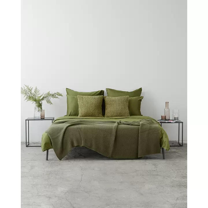Комплект постельного белья из сатина оливкового цвета из коллекции wild, 150х200 см
