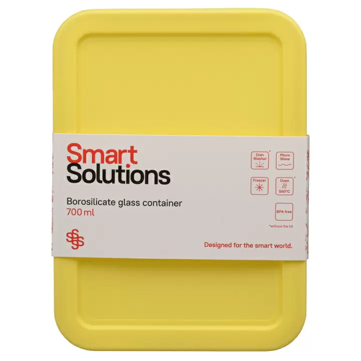 Контейнер для еды стеклянный 700 мл Smart Solutions, желтый
