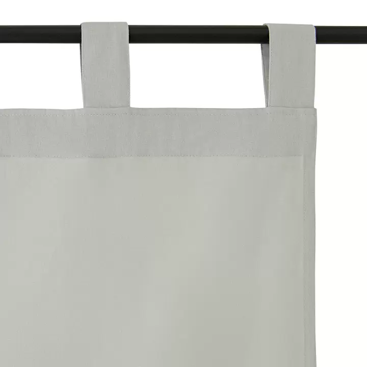 Штора из хлопка с помпонами бежево-серого цвета из коллекции essential, 150х290 см