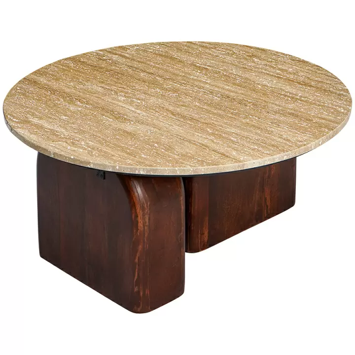 Столик кофейный torhill, D80 см, бежевый/орех