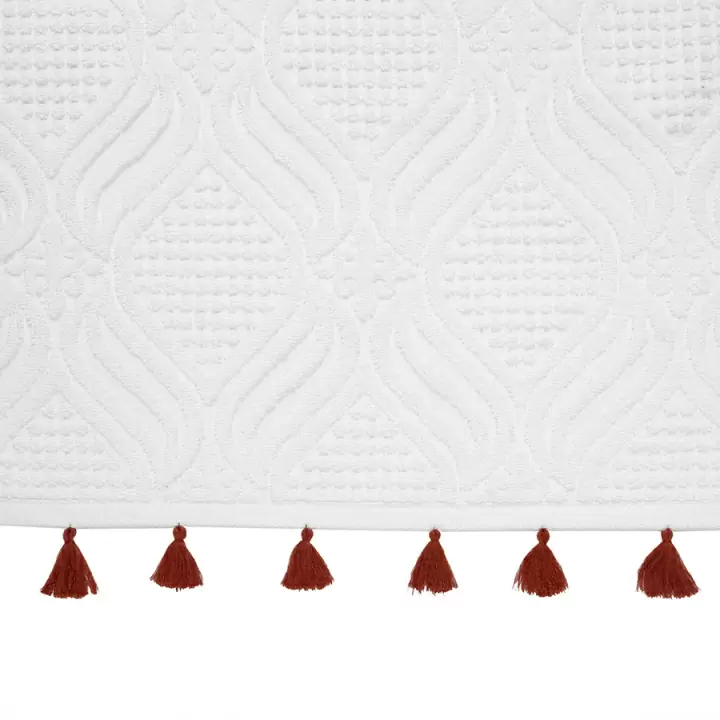 Полотенце для рук белое, с кисточками цвета красной глины из коллекции essential, 50х90 см