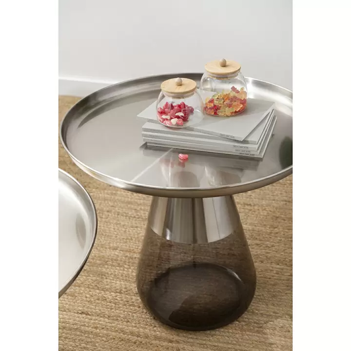 Столик кофейный dahl, D60х42 см, матовый хром/серый