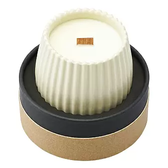 Свеча ароматическая с деревянным фитилём green tea & pear blossom из коллекции edge, бежевый, 60 ч