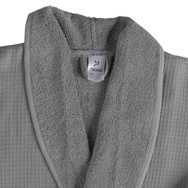Халат банный из чесаного хлопка серого цвета из коллекции Tkano Essential