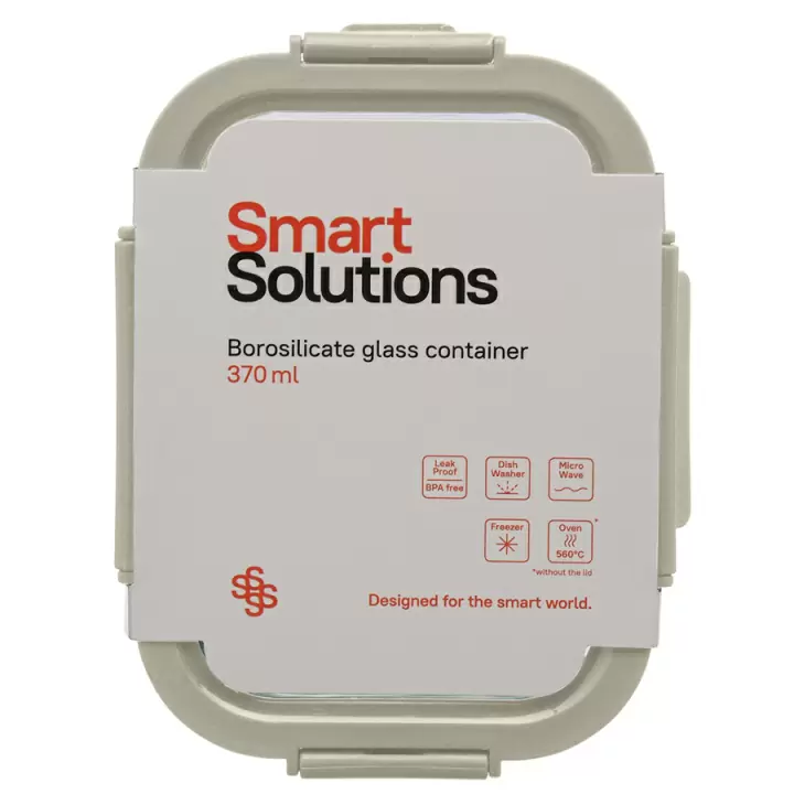 Контейнер для еды стеклянный 370 мл Smart Solutions, светло-бежевый