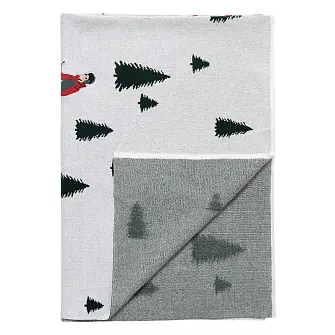 Плед вязаный с новогодним рисунком Лыжники из коллекции new year essential,130х180 см