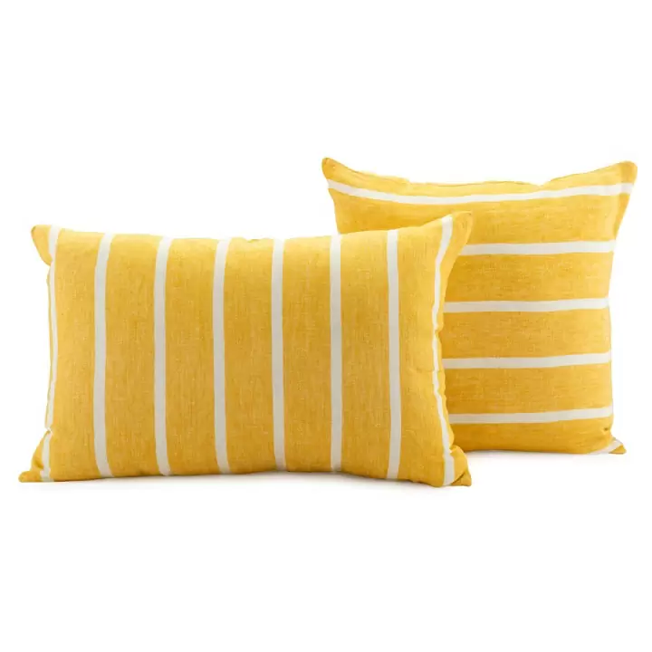 Чехол на подушку декоративный в полоску горчичного цвета из коллекции essential, 40х60 см