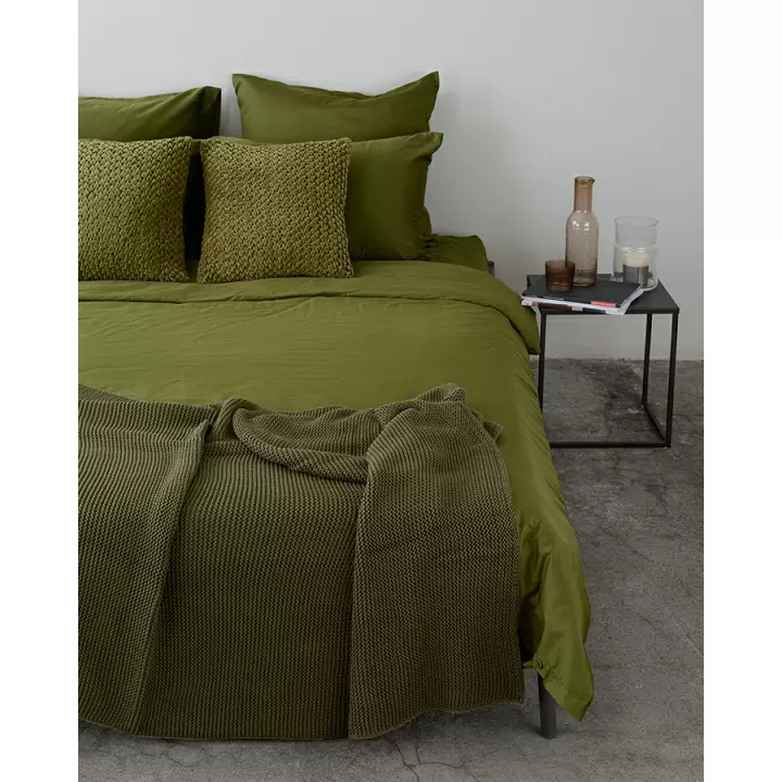 Комплект постельного белья из сатина оливкового цвета из коллекции wild, 200х220 см