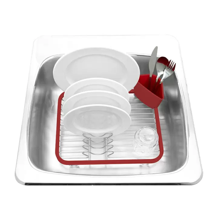 Сушилка для посуды Umbra Sinkin, красный-никель