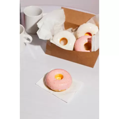 Подсвечник fast food, donut, D7 см, розовый