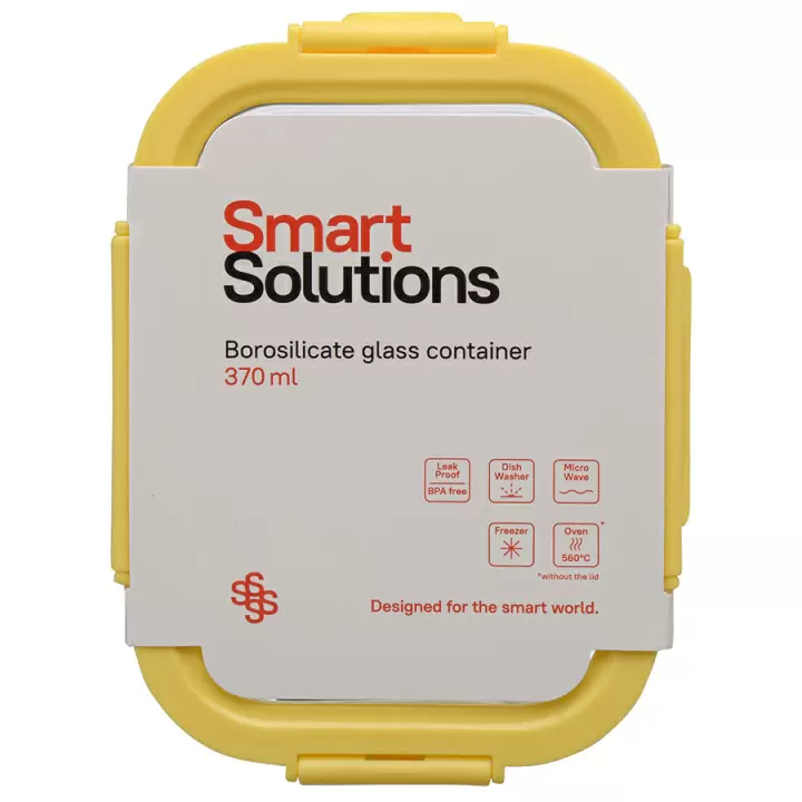 Контейнер для еды стеклянный 370 мл Smart Solutions, желтый