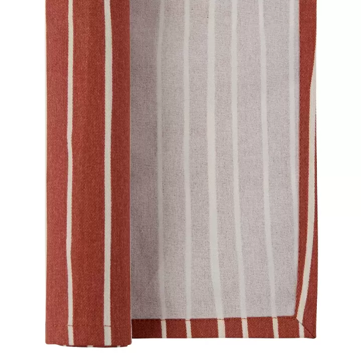 Салфетка сервировочная из хлопка терракотового цвета с принтом Полоски из коллекции prairie
