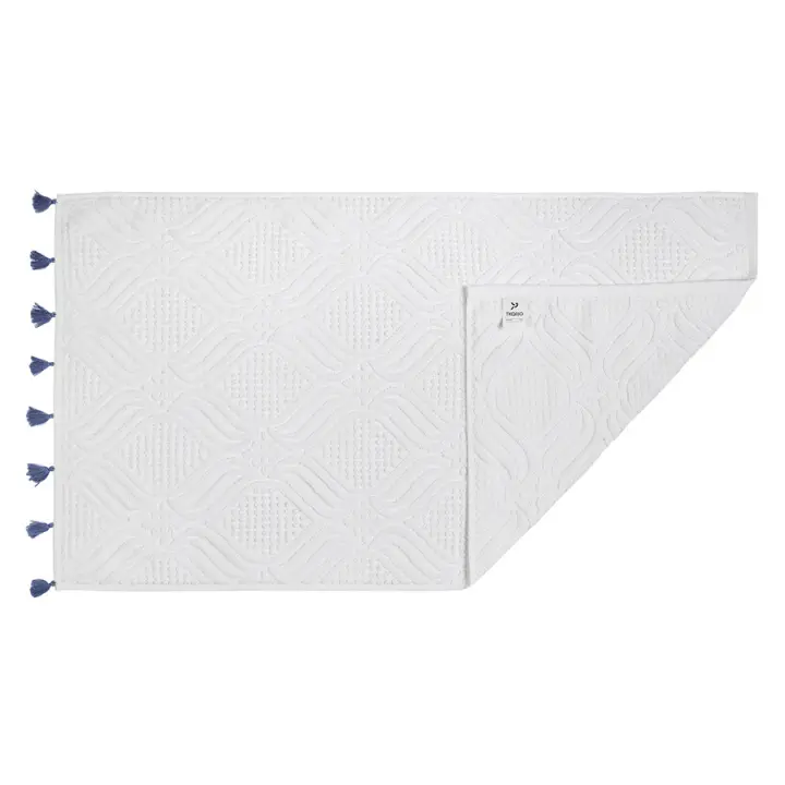 Полотенце для рук белое, с кисточками темно-синего цвета из коллекции essential, 50х90 см